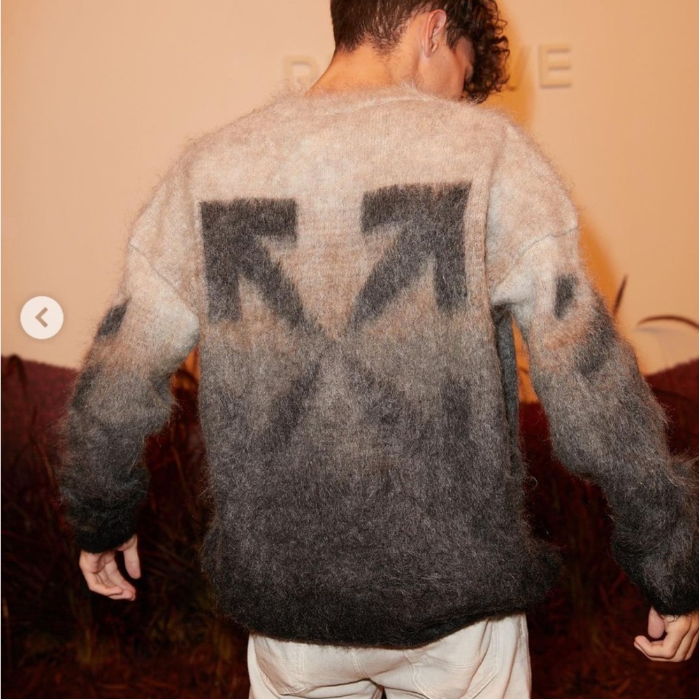 Authentic off-white diag brushed knit crew neck sweater
